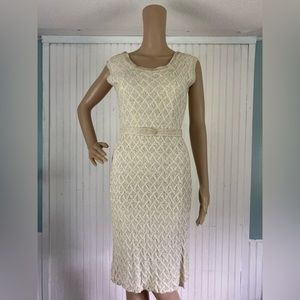 Heavy Woven Vintage 1960's Creme Dress